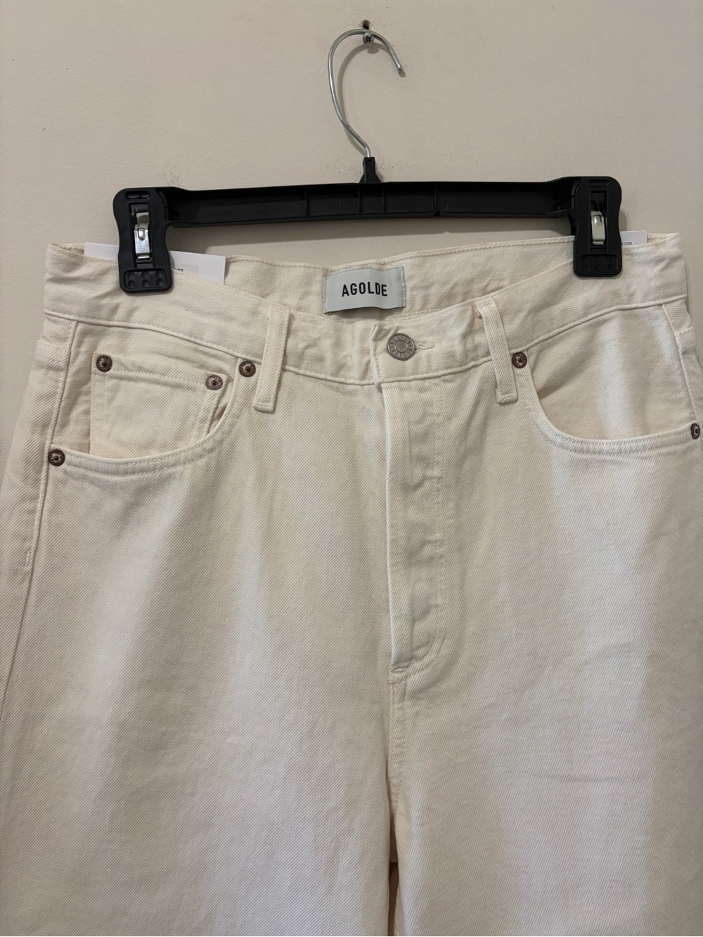 AGOLDE REn Jeans 32” Classic High-Rise Wide-Leg Jeans in White FORTUNE COOKIE - Picture 7 of 11